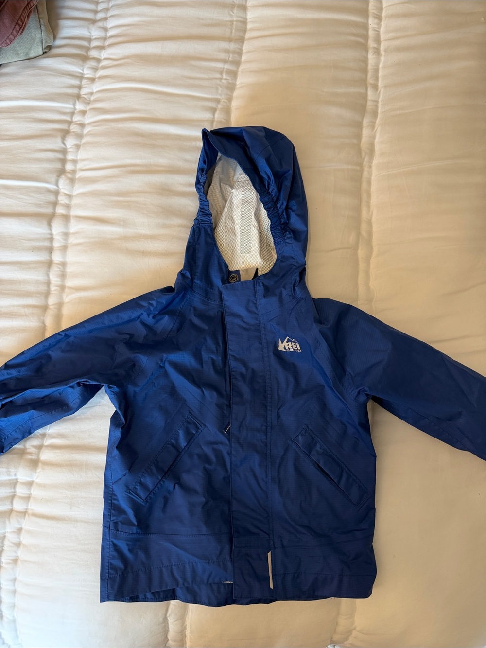 REI Kids Navy Blue Hooded Rain Jacket
